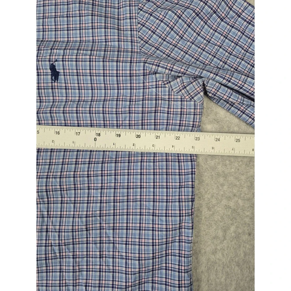 Ralph Lauren Men's Plaid Long Sleeve Shirt Size 16-32/33 Medium Blue Pink